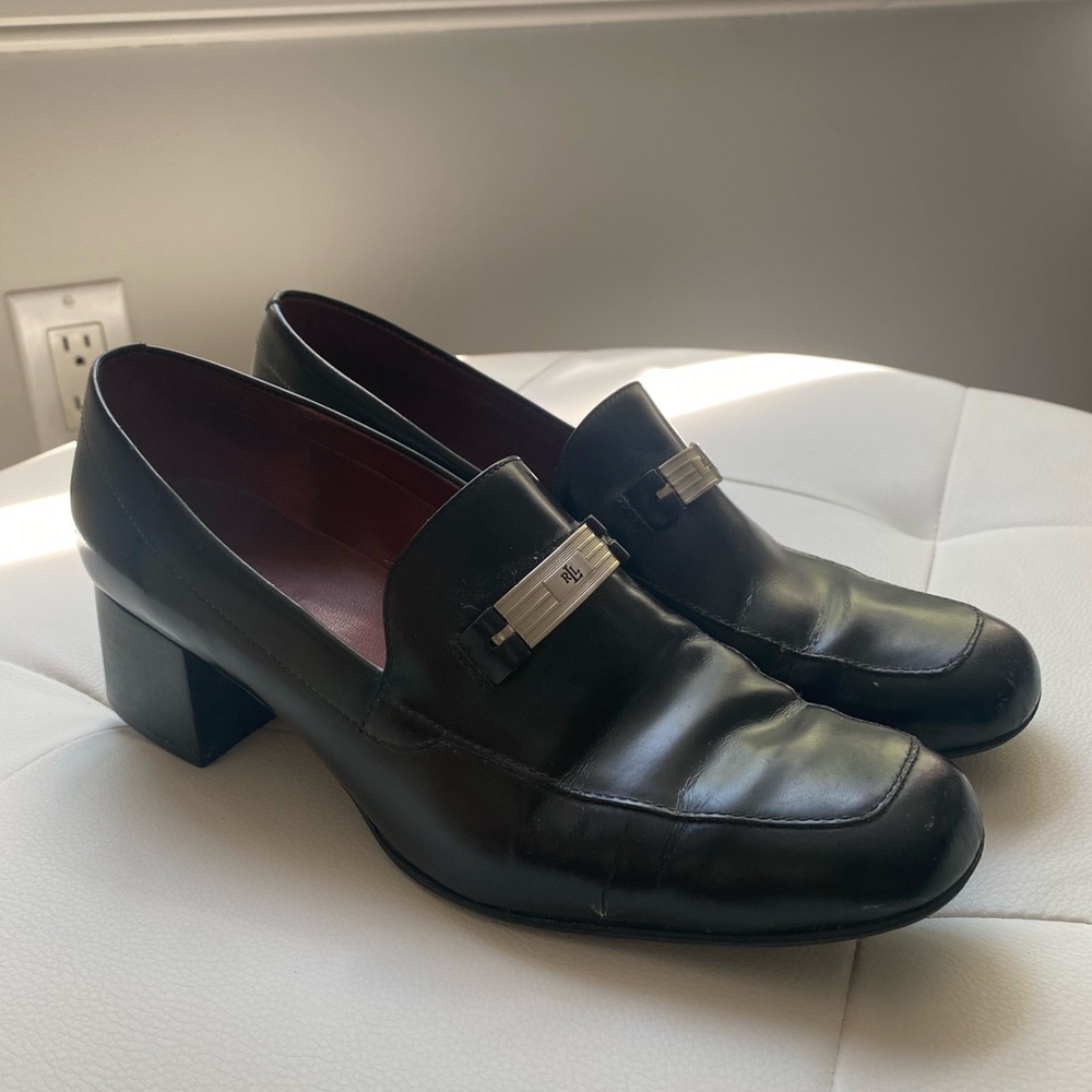 Vintage Ralph Lauren Black Heeled Loafers - Picture 2 of 15